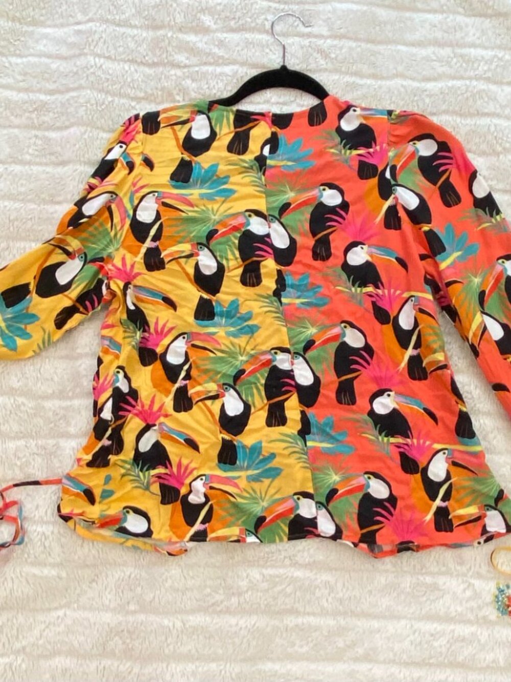🌴Anthropologie Farm Rio Rainforest Toucan Blouse - Picture 3 of 6
